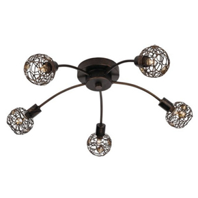 Corp de iluminat cu 5 abajururi, echipat cu becuri halogen cu dulie G9 , 5X28W , lumina calda, maro - 558154310 - 5413987133428 Corp de iluminat cu 5 abajururi, echipat cu becuri halogen cu dulie G9 , 5X28W , lumina calda, maro - 558154310 - 5413987133428