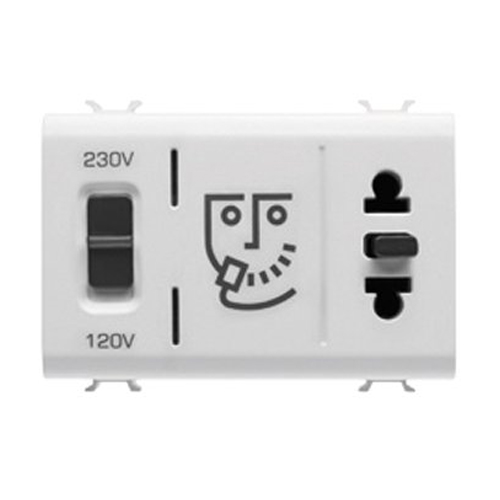 Priza aparat ras EU/USA cu transformator 3 module CH/Alb - GW10331 - 8011564262515