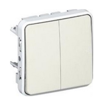 Plexo Intrerupator dublu 10AX, IP55 Alb - 069625 - 3245060696252 Plexo Intrerupator dublu 10AX, IP55 Alb - 069625 - 3245060696252