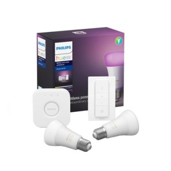 Pachet 2 becuri inteligente LED RGB Philips Hue ambianta alba/color, WiFi/Bluetooth , E27, 9W - 929002468805 - 8719514291379 - 871951429137900