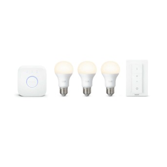 Starter Kit Philips HUE A60 BT 9.5W 800lm 2700K E27 3 becuri + 1 bridge + 1 dimmer - 929001821604 - 8718696785232 - 871869678523200