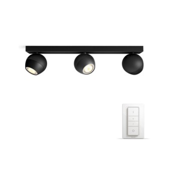 Spot aplicat triplu Philips HUE Buckram Negru bec LED intrerupator dimabil inclus - 929003048101 - 8719514339125 - 871951433912500