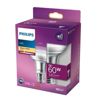 Bec LED Philips reflector Classic R80 4 60W 2700K 345lm E27 36D 15.000h - 929001891503 - 8718699773854 - 871869977385400