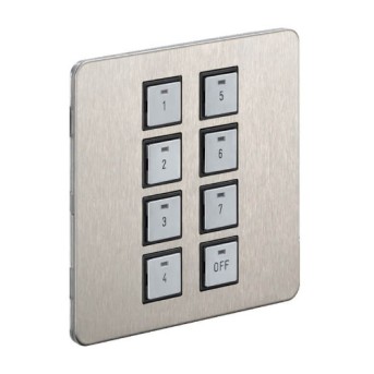 Dynalite DPNE981-SF Brushed stainless steel panel with blue LED indicator 8 Button - 913703201909 - 8710163508207 - 871016350820700