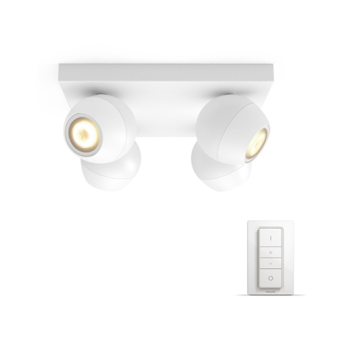 Spot aplicat Philips HUE Buckram Alb 4 becuri LED intrerupator dimabil inclus - 929003048201 - 8719514339149 - 871951433914900