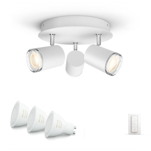 HUE Kit Spot Adore 3 x LED 1050lm BT (1 Adore + Ambiance GU10 + dimmer) Alb IP44 - 929003056401 - 8719514340916 - 871951434091600