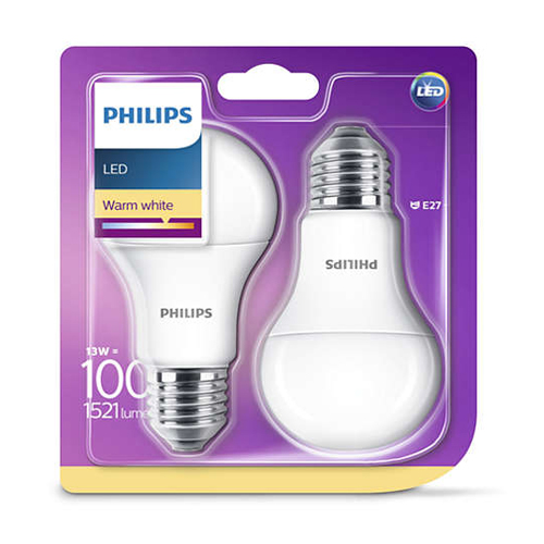 Set 2 becuri LED Philips A60M FR Set 2x13 100W 2700K 1521lm E27 - 929001234531 - 8718699669430 - 871869966943000