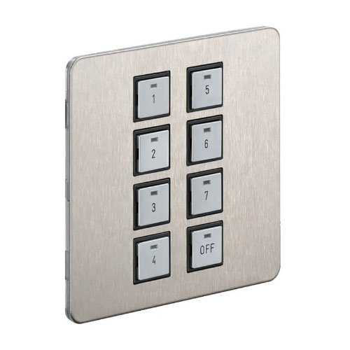 Dynalite DPNE981-SF Brushed stainless steel panel with blue LED indicator 8 Button - 913703201909 - 8710163508207