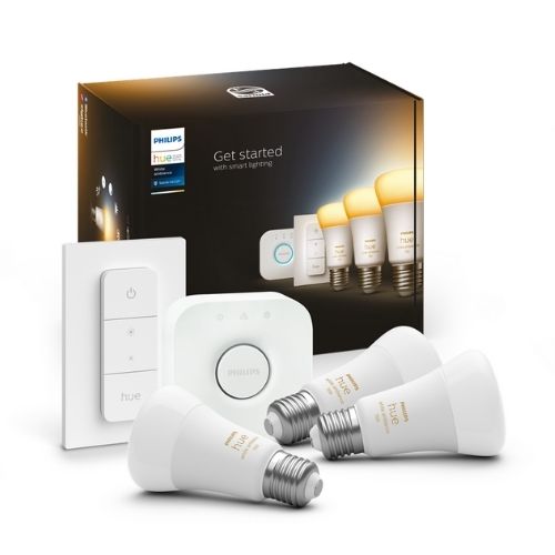 HUE Starter Kit 8W LED Ambiance A19 E27 BT 2200-6500K (3 becuri + bridge + dimmer) - 929002468403 - 8719514291232 - 871951429123200