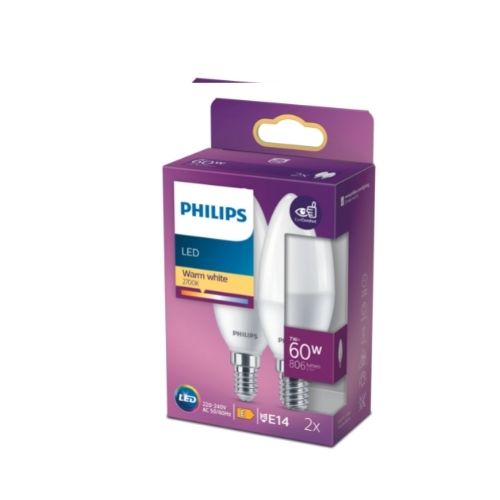 Set 2 becuri LED 7 60W 2700K 806lm E14 15.000h - 929002978632 - 8719514310179 - 871951431017900