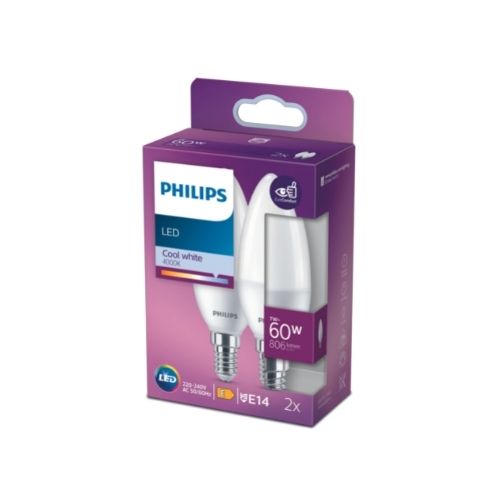 Set 2 becuri LED 7 60W 4000K 806lm E14 15.000h - 929002978732 - 8719514310216 - 871951431021600