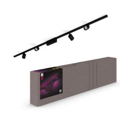 HUE Kit Perifo 4 x Spot RGB 2 x Sina 1m si unitate alimentare intre sine 2215mm Negru - 929003117301 - 8719514407763 - 871951440776300