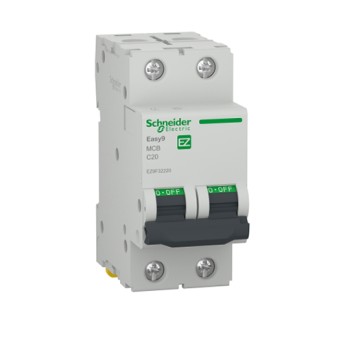 Disjunctor bipolar EZ9F32220 20A curba C 4.5KA 2 module - EZ9F32220 - 3606481492968