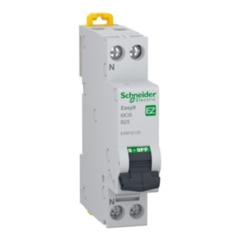 Disjunctor 1P+N EZ9P32125 25A curba B 4.5KA 1 modul - EZ9P32125 - 3606486404843 Disjunctor 1P+N EZ9P32125 25A curba B 4.5KA 1 modul - EZ9P32125 - 3606486404843