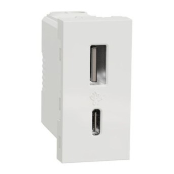 PRZ NU301618 New Unica Priza dubla USB A+C 1 modul Alb - NU301618 - 3606481953933