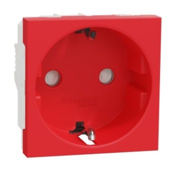 PRZ NU303703 New Unica Priza standard DE 16A 2P+E cu obturator 2 module Rosu Antibacterian - NU303703 - 3606489453855