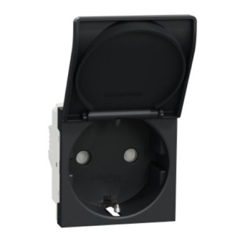 PRZ NU303754TA New Unica Priza standard DE 16A 2P+E cu obturator si capac 2 module Antracit - NU303754TA - 3606489453923