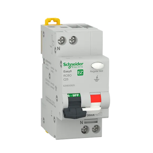 Disjunctor diferential EZ9D32625 RCBO 1P+N 25A curba C 30mA 2 module - EZ9D32625 - 3606489940393
