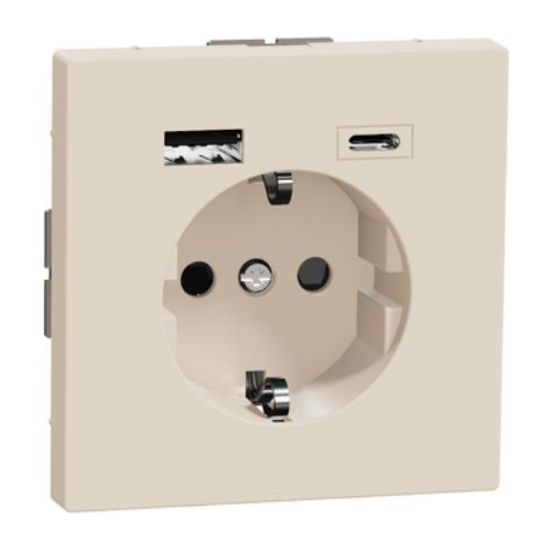 PRZ MEG2367-6033 Merten System Priza schuko 2P+E 16A + USB A+C Sahara - MEG2367-6033 - 4042811221058