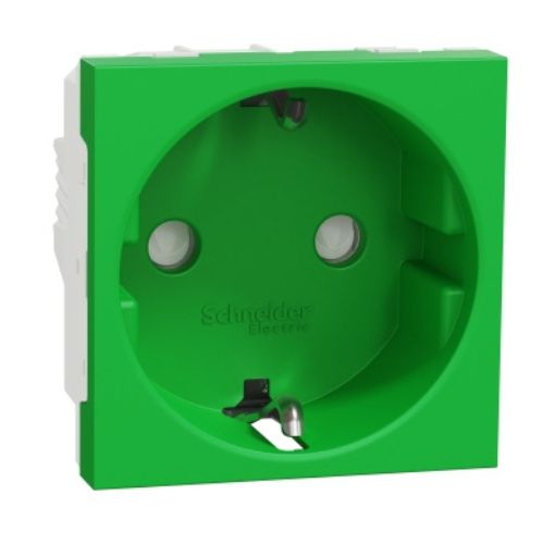 PRZ NU303706 New Unica Priza standard DE 16A 2P+E cu obturator 2 module Verde - NU303706 - 3606489453862