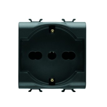 PRZ GW12204 Priza cu Protectie Copii IT/DE 250V 16A 2P+E bivalenta 2 module CH/Negru Satin - GW12204 - 8011564266896