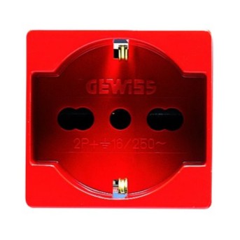 PRZ GW20296 Priza cu Protectie Copii 2P+E IT/DE 250V 16A bivalenta 2 module SY/RED - GW20296 - 8011564044876