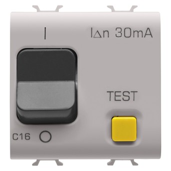 GW13489 Intreruptor magneto-termic diferential 1P+N C16 30mA 3KA 2 module CH/Bej Satin - GW13489 - 8034035073373