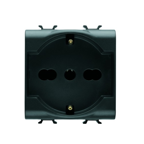 PRZ GW12204 Priza cu Protectie Copii IT/DE 250V 16A 2P+E bivalenta 2 module CH/Negru Satin - GW12204 - 8011564266896