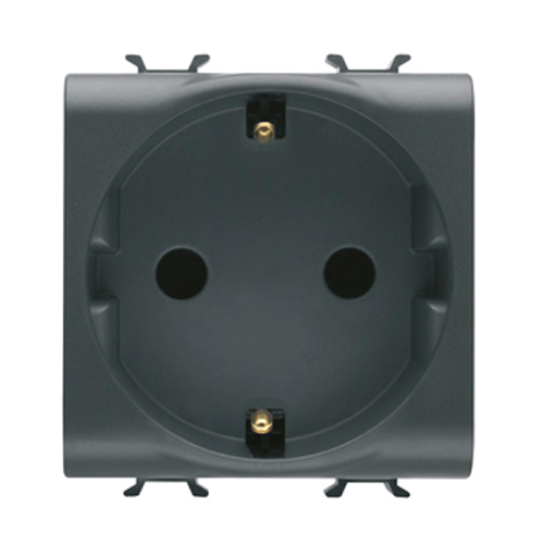 Priza GW12241 cu Protectie Copii standard german 250V 16A 2P+T 2 module negru satin - GW12241 - 8011564266919