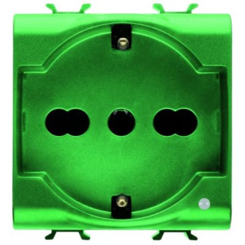 PRZ GW10224AB Priza cu Protectie Copii 2P+E IT/DE 250V 16A 2 module Verde CH/Antibacterian - GW10224AB - 8034035079702