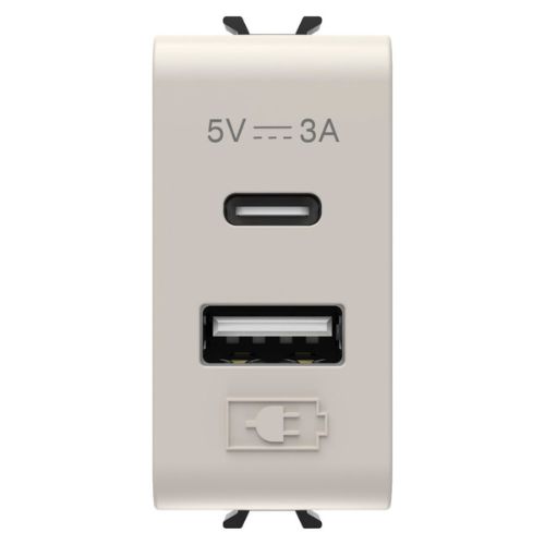 PRZ GW13449 Priza dubla USB A+C 5V 3A 1 modul CH/Bej Satin - GW13449 - 8034035088674