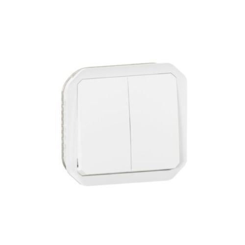 Plexo Intrerupator dublu 10AX, IP55 Alb - 069625L - 3414971880344