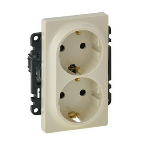 PRZ 753226 Valena Life Priza schuko dubla 2x2P+T 16A protectie copii borne automate Ivoar - LG-753226 - 3414970510167