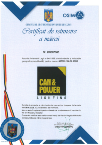 Certificat de reinnoire a marcii 